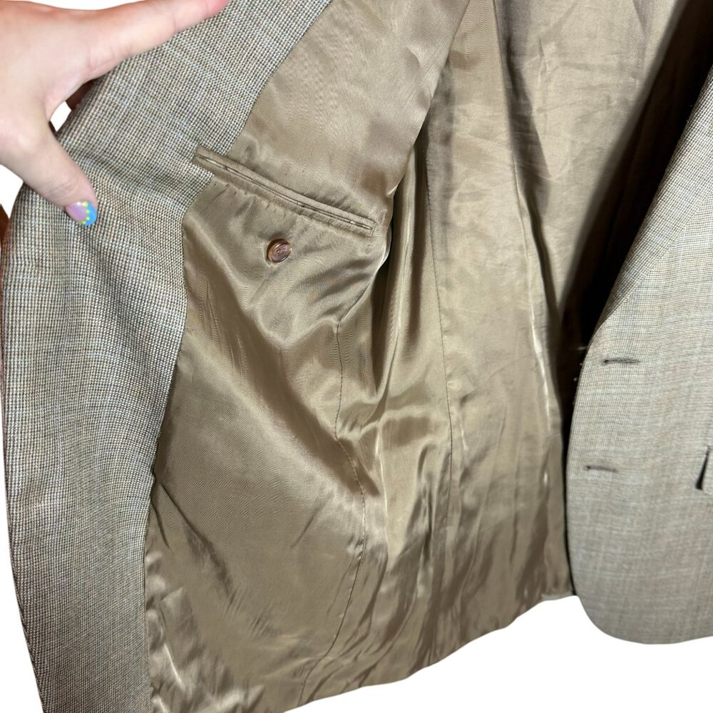 Lauren Ralph Lauren Men's Blazer Silk Wool Blend Brown Check Pattern, 38R - Picture 3 of 11